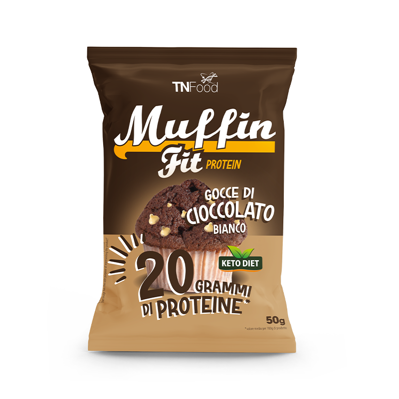 Muffin Fit Protein con gocce di cioccolato bianco 50 g