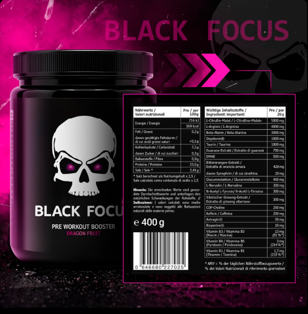 Black Focus Pro 2.0 Extrem Pre-Workout 400g