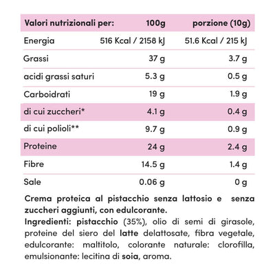 Crema proteica 35% Pistacchio Senza Lattosio