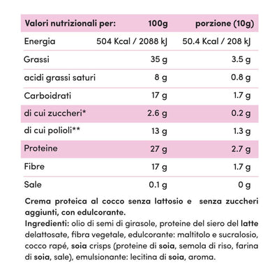 Crema proteica Cocco Crunchy Senza Lattosio