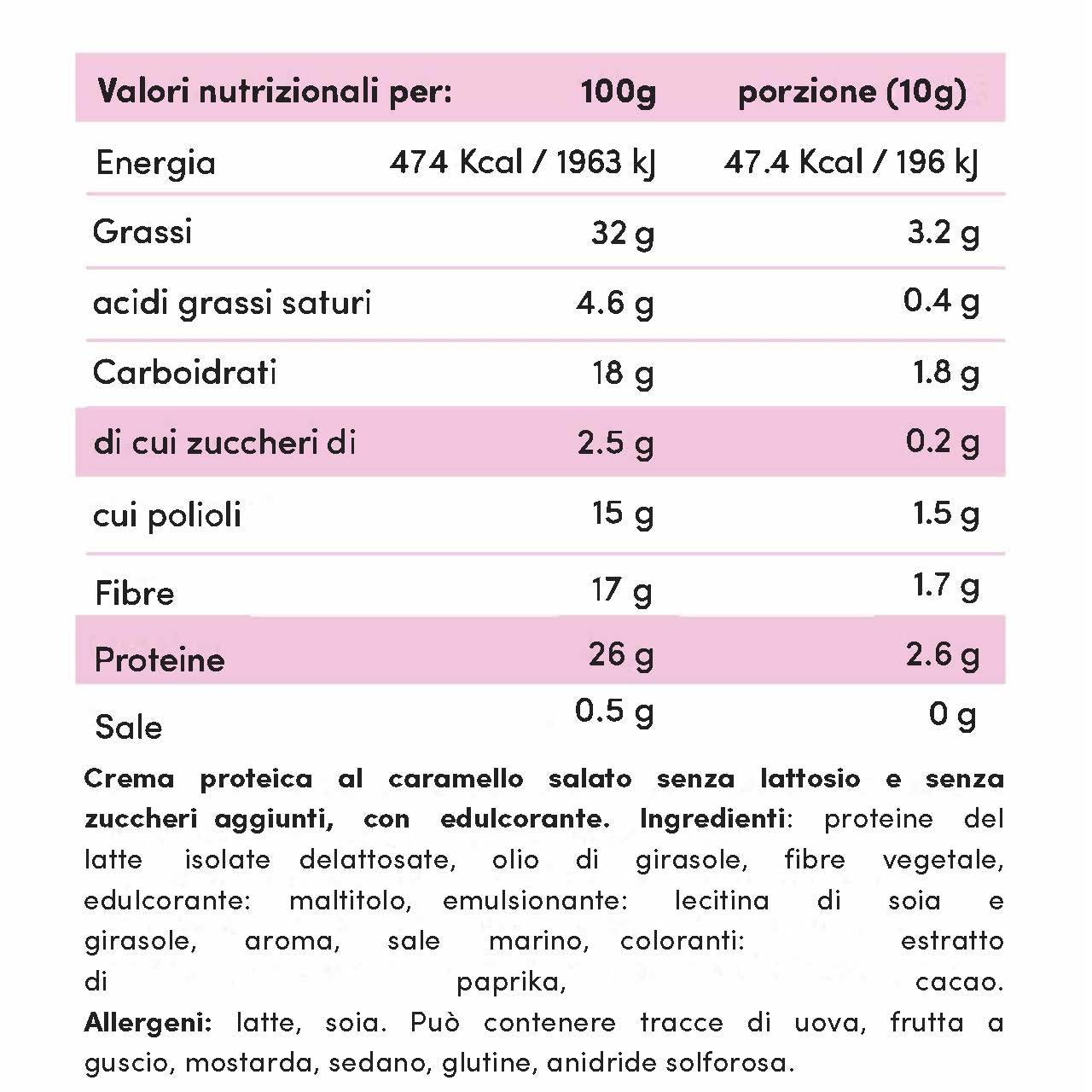 Crema proteica al Caramello Salato Senza Lattosio