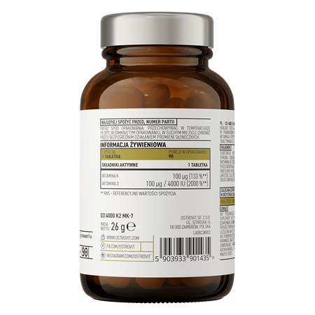 OstroVit Pharma D3 4000 UI + K2 MK-7 90 compresse