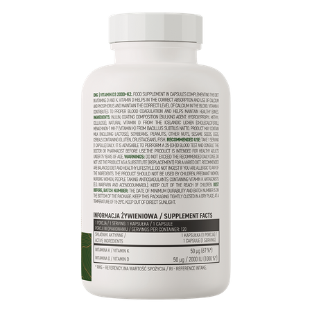OstroVit Vitamina D3 2000 UI + K2 VEGE 120 capsule