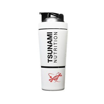 Shaker Metal Bianco con Portapillole 600 ml + 200 ml